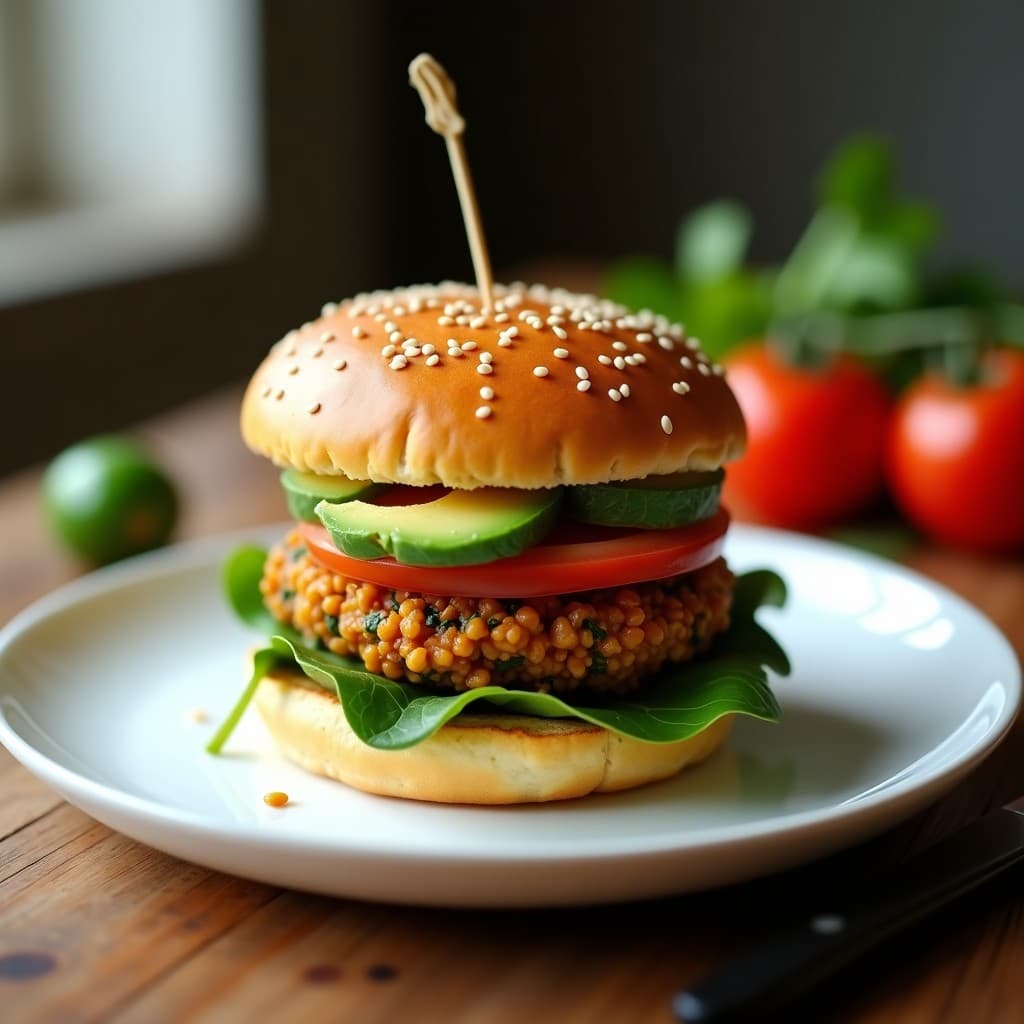 Hamburguesa de Lentejas Rojas y Espinacas con Pan de Bonito: Receta Vegana y Sin Gluten