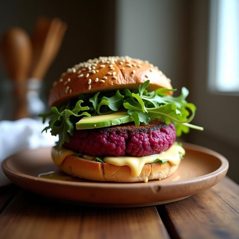 Hamburguesa de Lentejas Rojos y Remolacha con Pan de Trigo Sarraceno: Receta Vegana en Airfryer