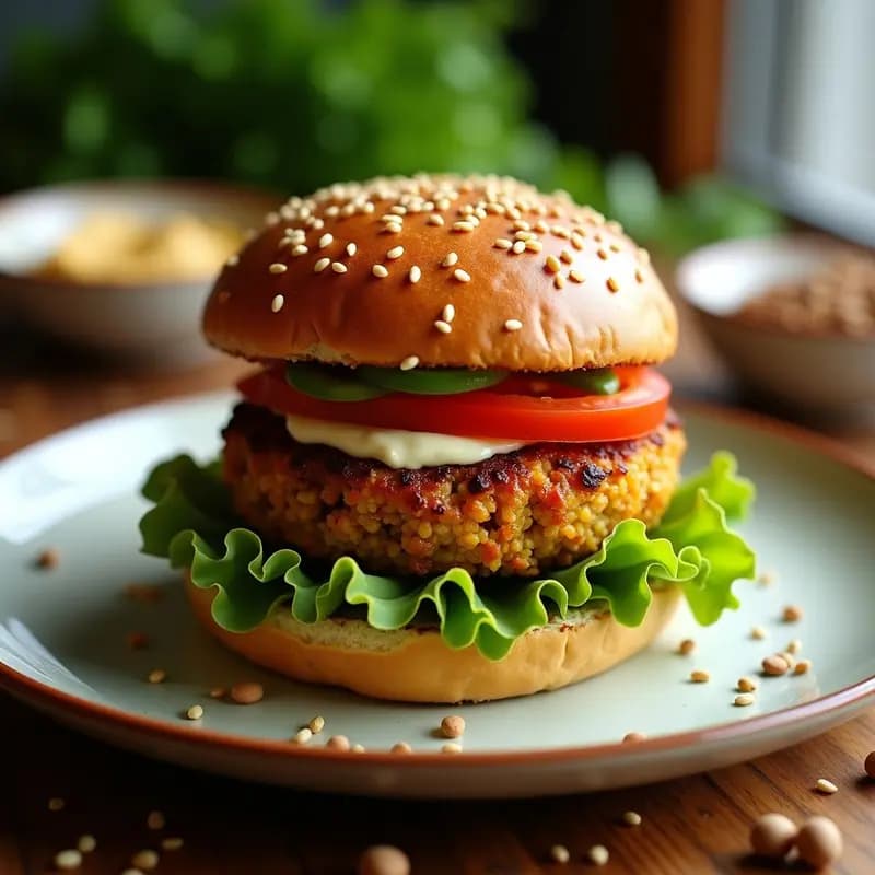 Hamburguesa de Lentejas Vegana al Horno: Receta Crujiente y Alto en Proteína