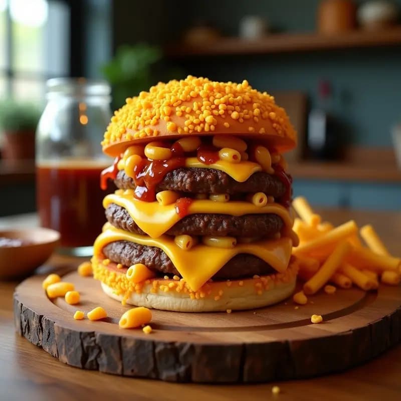 Hamburguesa de Mac & Cheese con Costra de Doritos: El Cheat-Meal Definitivo en 3 Capas