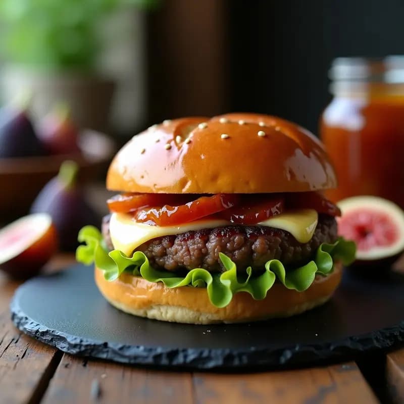 Hamburguesa con Pan de Brioche, Queso Brie y Mermelada de Higos: Receta Francesa que Combina Dulce y Salado