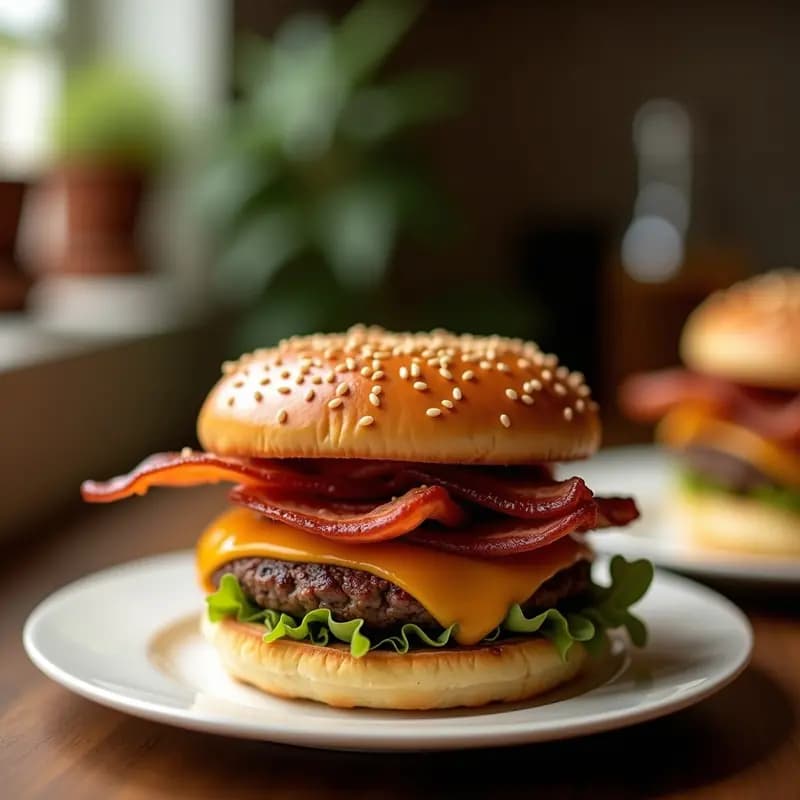Hamburguesa con Pan de Donut y Relleno de Bacon y Sirope de Arce: El Desayuno-Cena que Defina Indulgencia