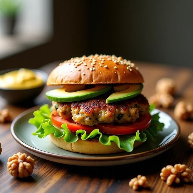 Hamburguesa de Portobello y Walnuts: Receta Vegana y Alta en Omega-3 en Airfryer