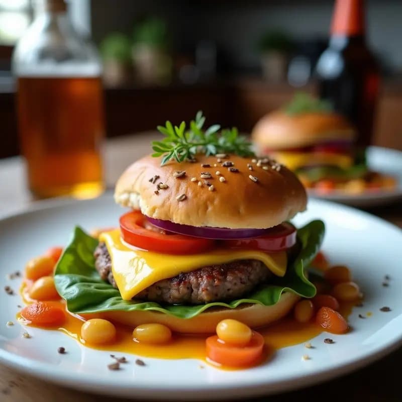 Hamburguesa de Queso Azul con Pan de Centeno y Mermelada de Higera: Combinación Audaz