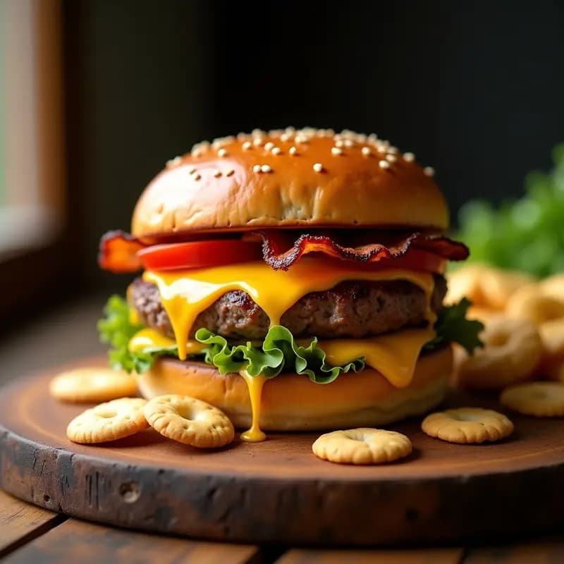 Hamburguesa de Queso Cheddar y Galletas Saladas: El Twist Crujiente que Falta en tu Vida