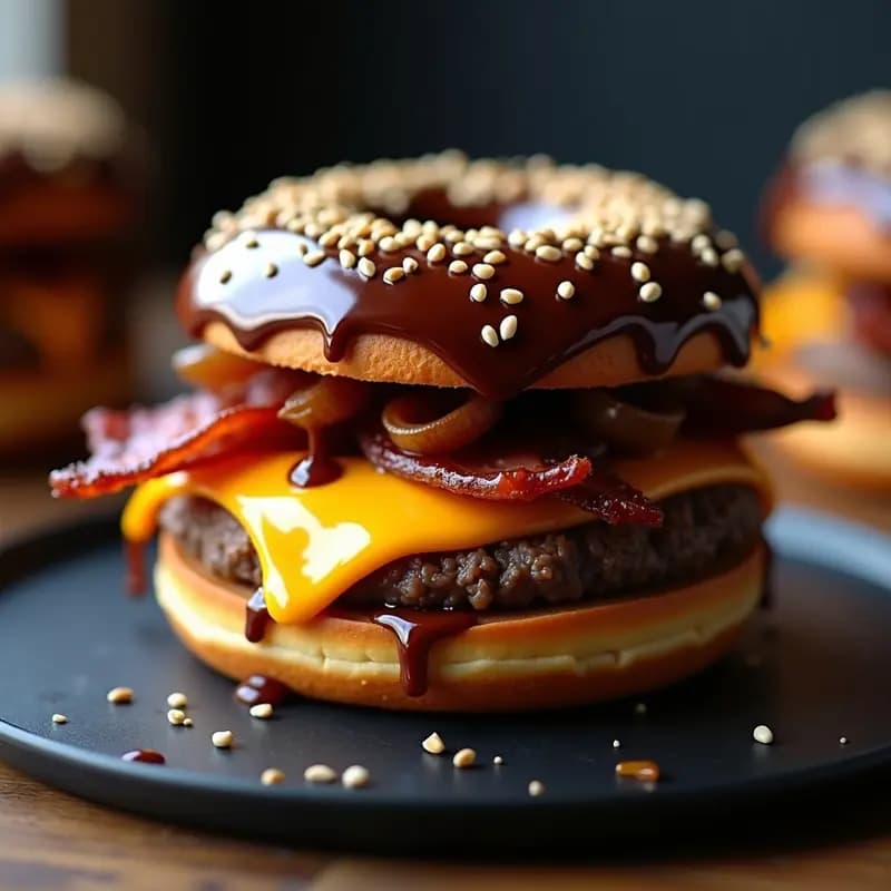 Hamburguesa de Queso Fundido con Donut de Chocolate como Pan: Cheat Meal para Días Especiales