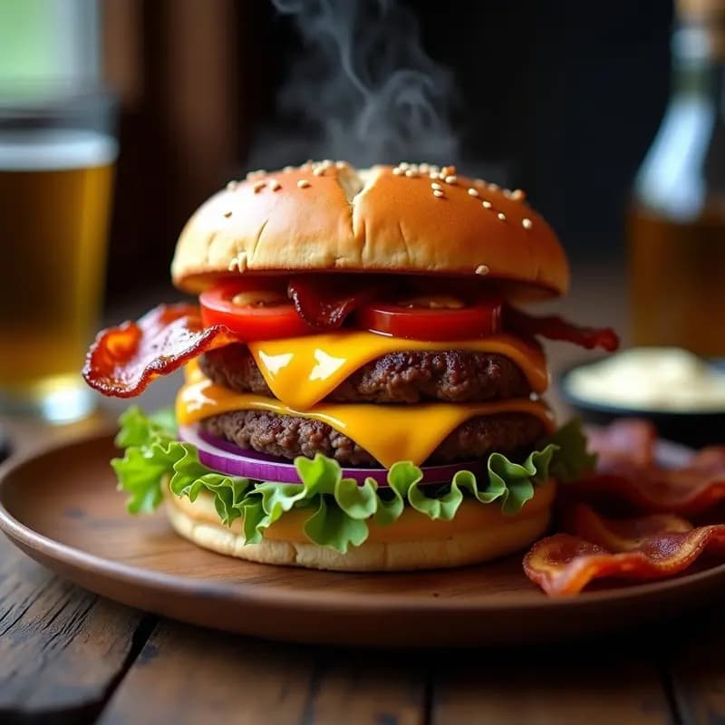 Hamburguesa con Queso Fundido y Bacon Ahumado: Receta Casera para un Atracón Irresistible