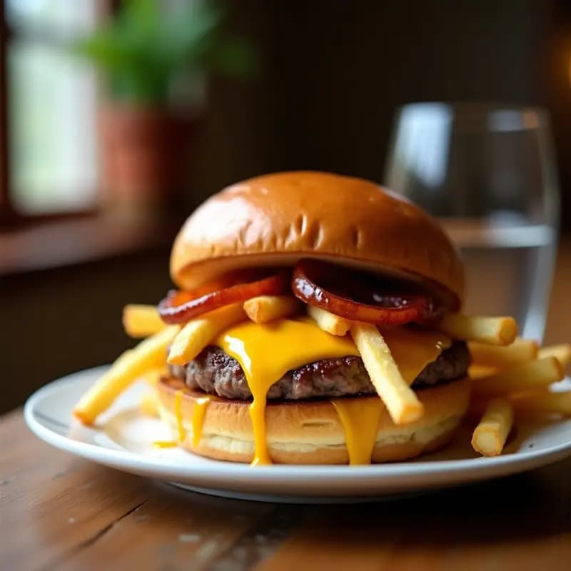 Hamburguesa de Queso con Patatas Fritas Incrustadas en el Pan: Receta Todo en Uno para Ahorrar Tiempo