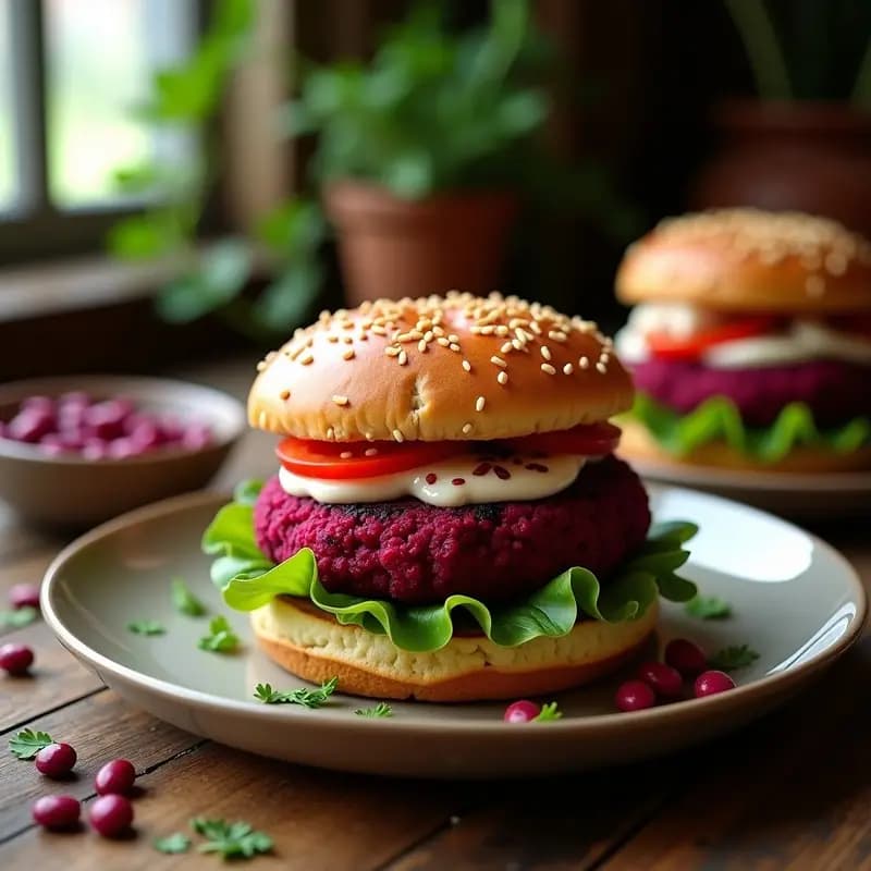 Hamburguesa de Remolacha y Frijol Adzuki: Receta Vegana Alta en Hierro en Airfryer