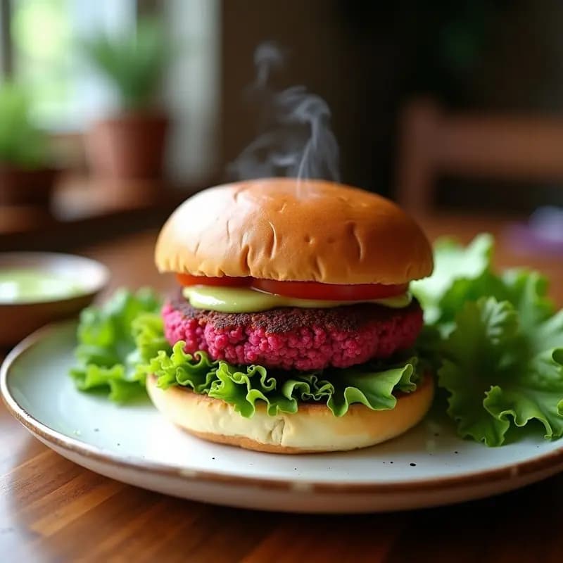 Hamburguesa de Remolacha y Quinoa con Salsa de Wasabi y Mayo Vegana: Receta en Airfryer