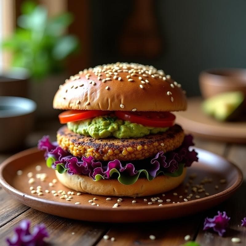Hamburguesa de Shiitake y Arroz Salvaje: Receta Vegana con Pan de Trigo Sarraceno