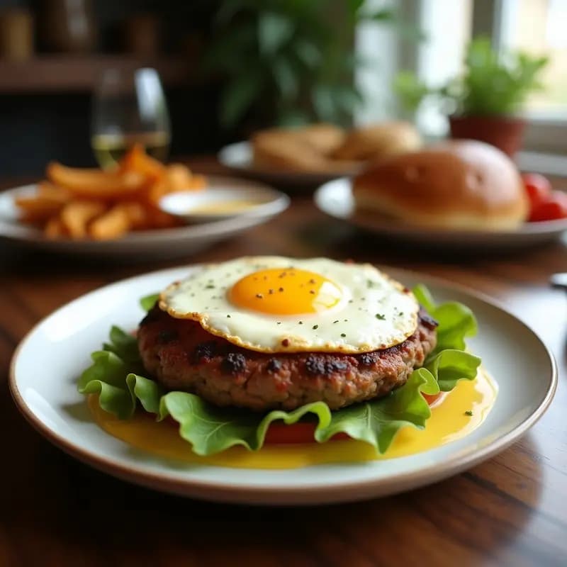 Hamburguesa de Ternera con Huevos Fritos y Queso Americano: Receta de Comfort Food Americano
