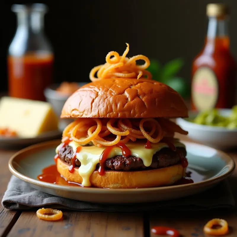 Hamburguesa de Ternera con Queso Azul y Cebolla Crujiente: Receta Gourmet para Paladares Exigentes