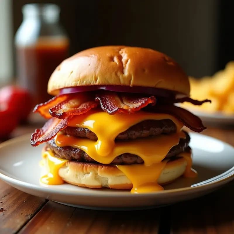 Hamburguesa Triple Queso con Bacon: Receta en Airfryer Fácil y Jugosa