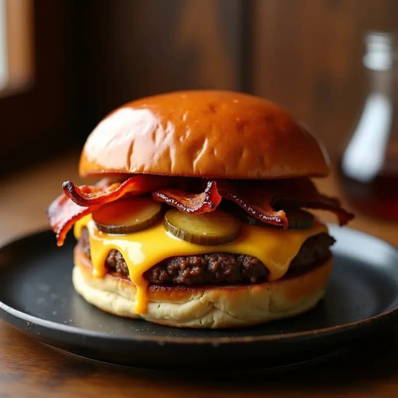 Hamburguesa Triple Queso con Bacon: Receta en Freidora de Aire para un Bocado Irresistible