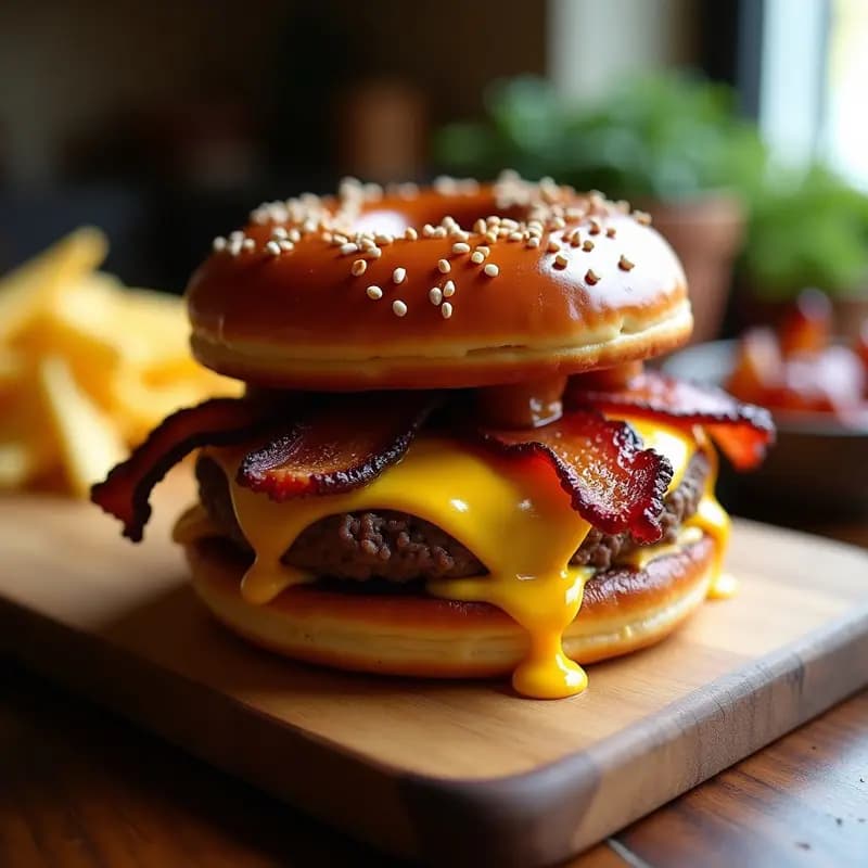 Hamburguesa Triple Queso con Donut de Chocolate: El Cheat-Meal Definitivo para Amantes del Dulce Salado
