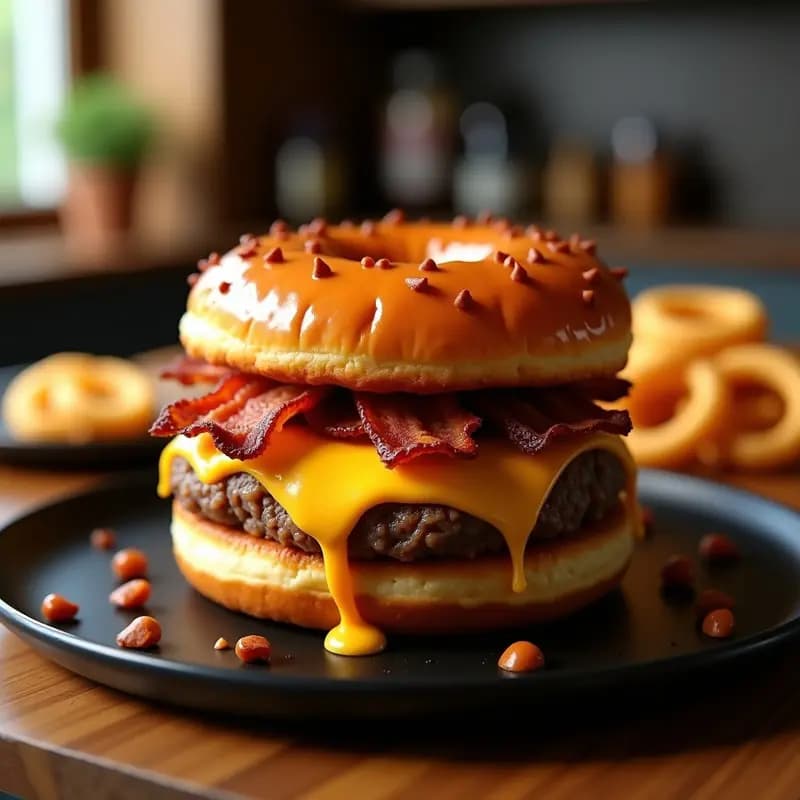 Hamburguesa Triple Queso con Donut Glaseado: Receta de Cheat-Meal para Antojos Nocturnos