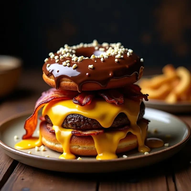 Hamburguesa Triple Queso Fundido con Donuts de Chocolate: Receta Extrema para el Cheat Day Definitivo