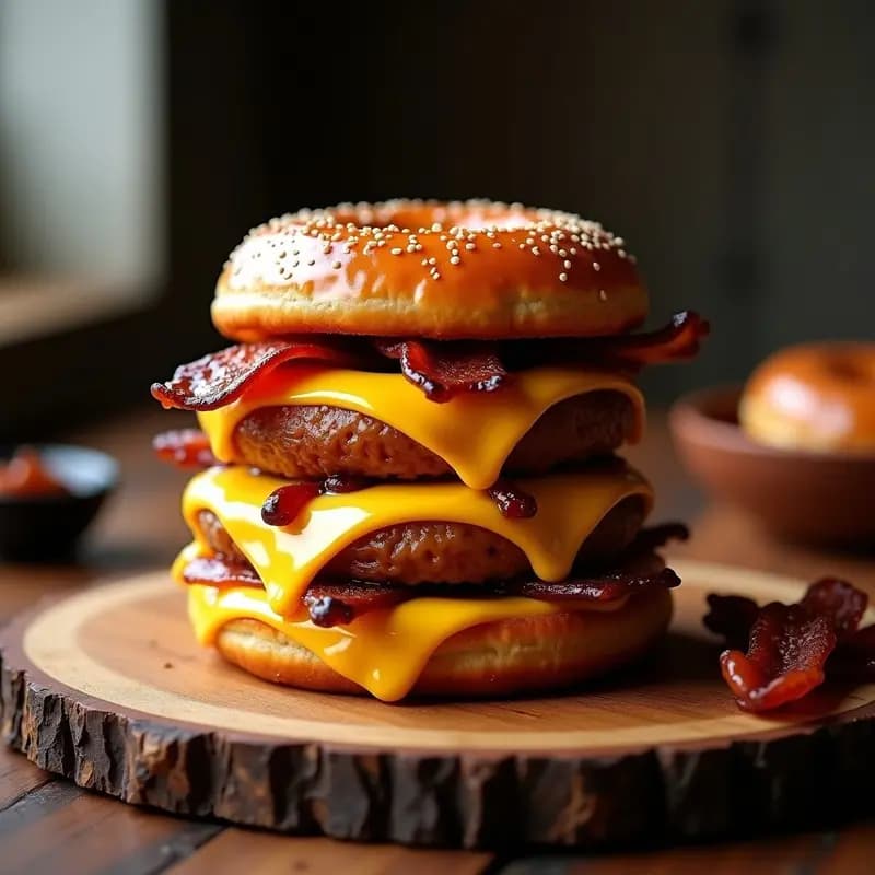 Hamburguesa Triple Queso con Donuts Glaseados: Receta Decadente para Amantes del Cheese