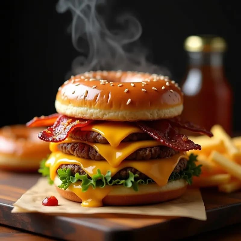Hamburguesa Triple Queso y Toccino con Salsa de Donuts: La Explosión de Sabores Definitiva