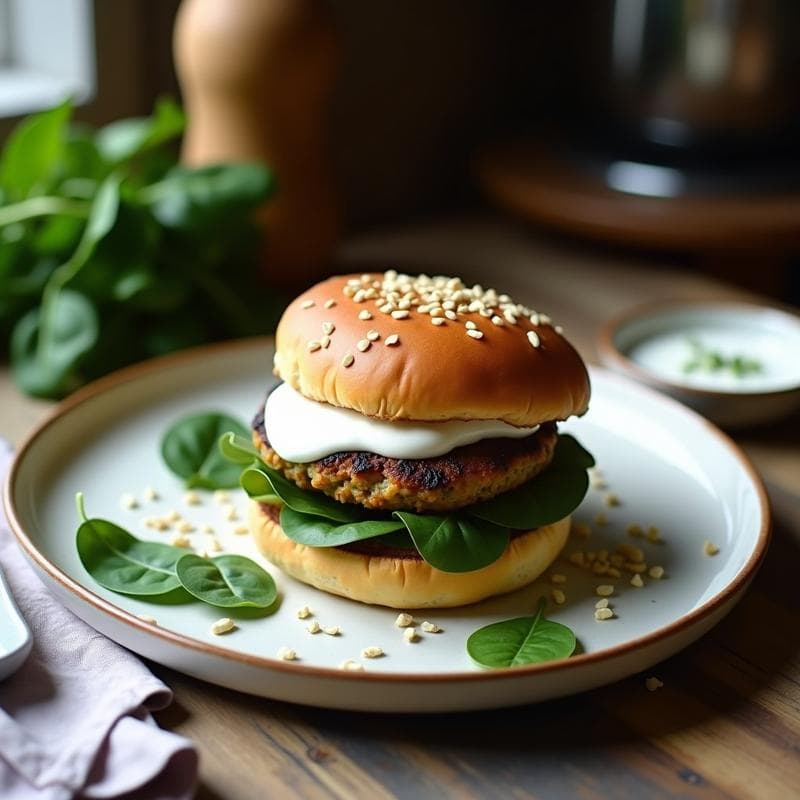 Hamburguesas de Almendra y Espinacas con Salsa de Yogur de Coco: Receta Keto en Airfryer