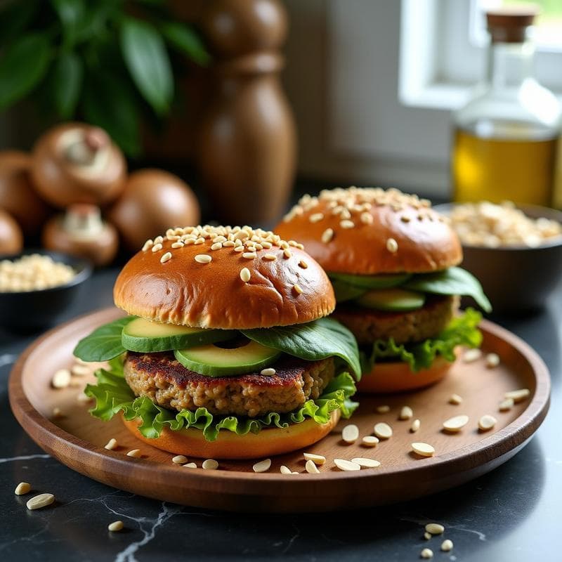 Hamburguesas de Almendra y Champiñones Portobello: Receta Vegana en Airfryer con Textura Carnosas