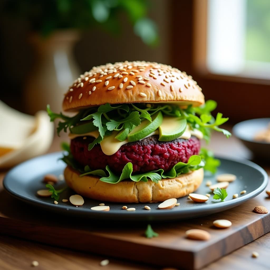 Hamburguesas de Almendra y Remolacha con Pan de Semillas de Girasol: Receta Vegana y Sin Gluten