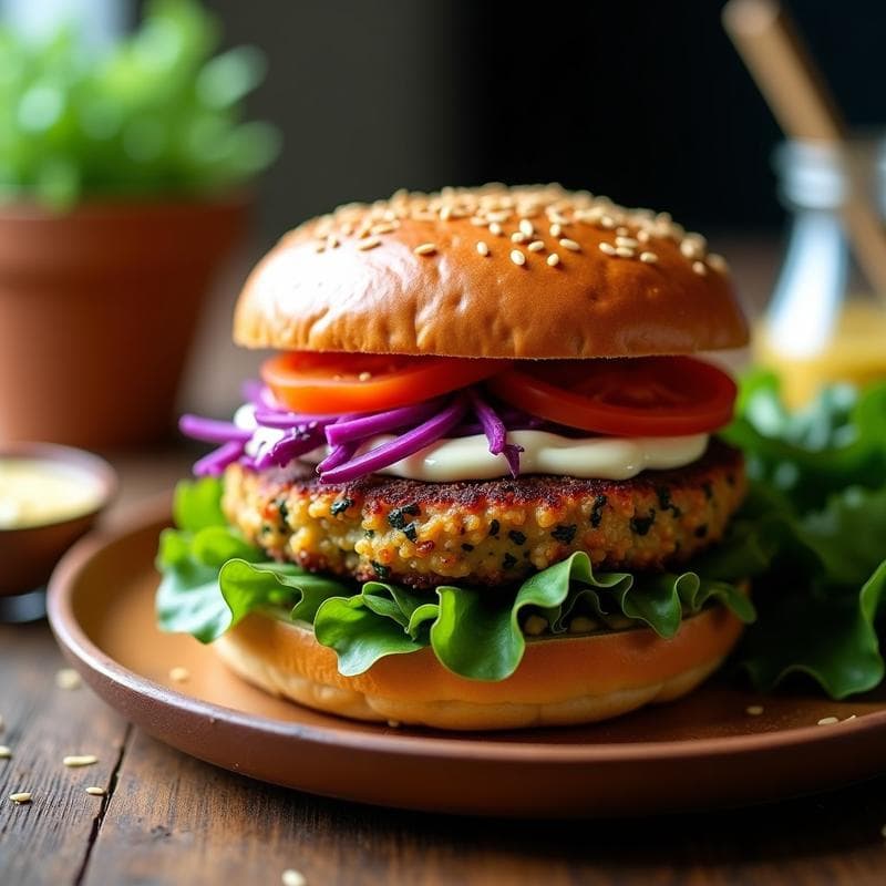 Hamburguesas de Almendras y Espinacas: Receta Vegana en Airfryer con Pan de Centeno