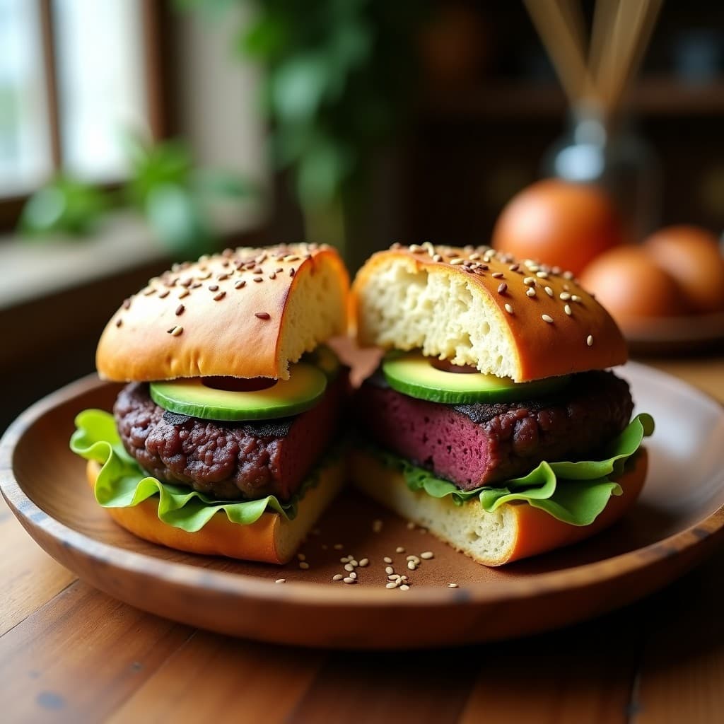 Hamburguesas de Alubias Negras y Ñame con Pan de Plátano Macho: Receta Vegana y Sin Harina