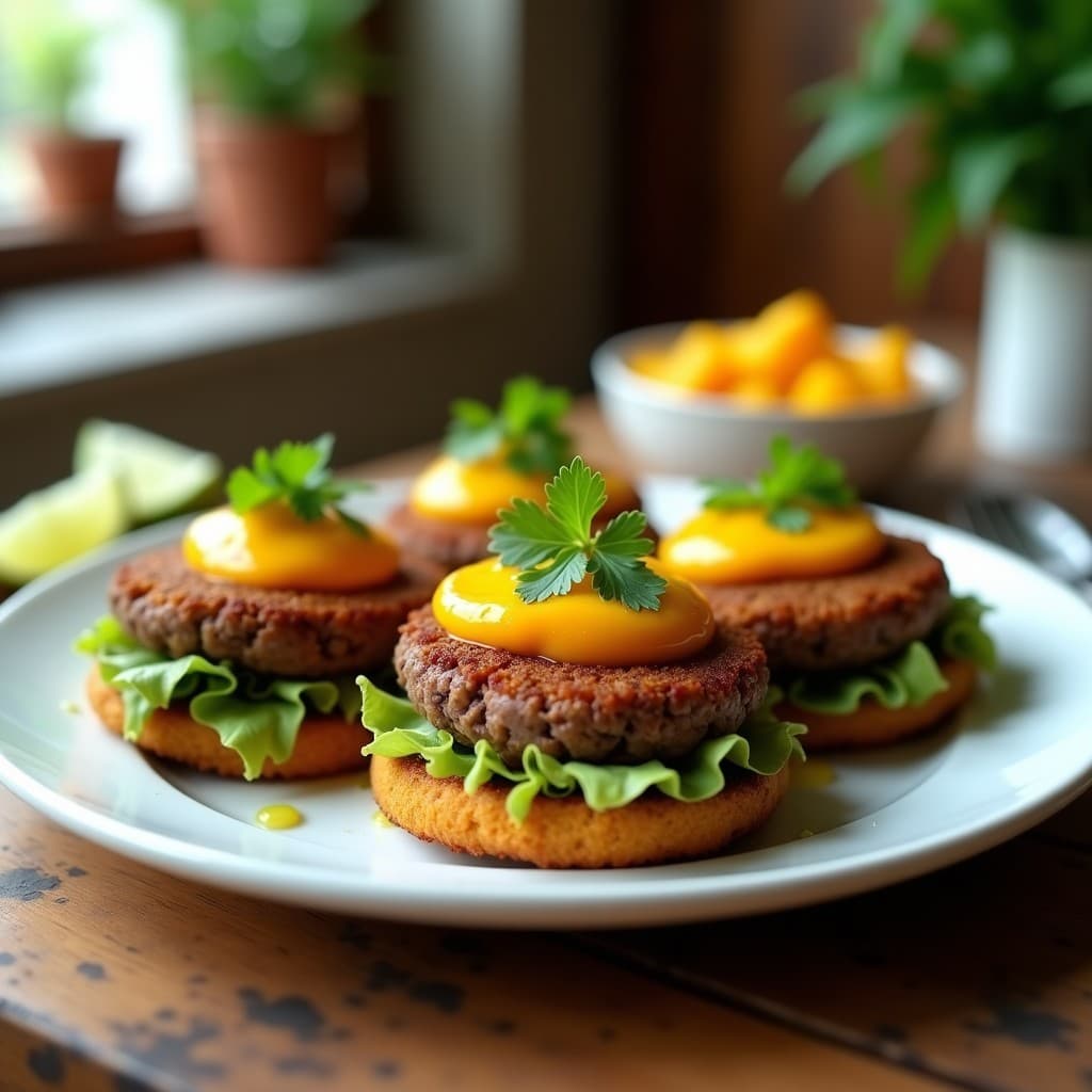 Hamburguesas de Alubias Negras y Ñame con Salsa de Mango y Lime: Receta Sin Gluten en Airfryer