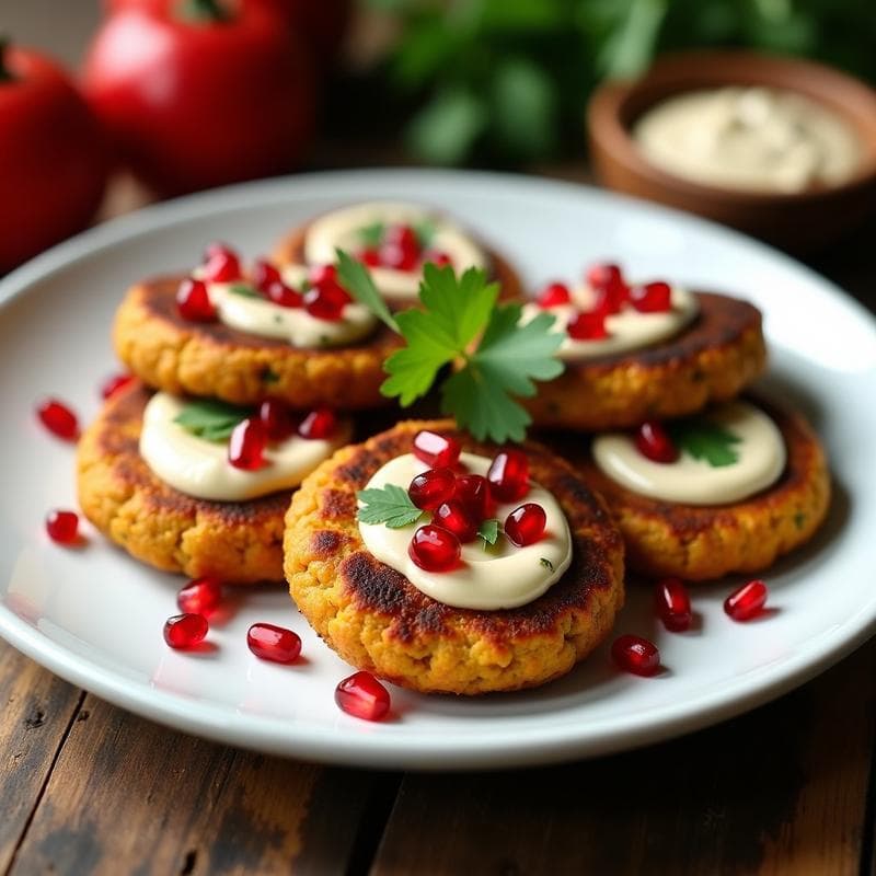 Hamburguesas de Berenjena y Lentejas con Salsa de Tahini y Granada: Receta Árabe en Airfryer