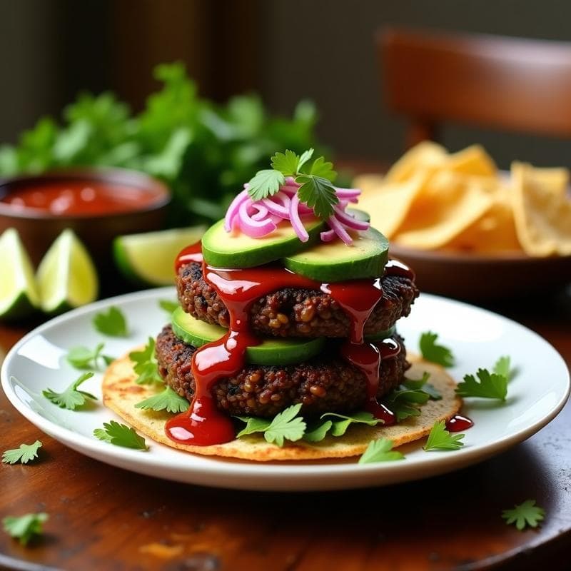 Hamburguesas de Berenjena y Lentejas Negras: Receta Mexicana Vegana con Salsa de Chipotle