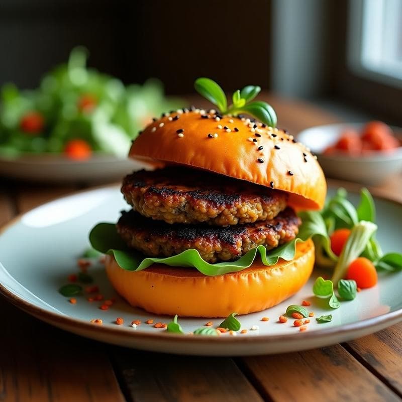 Hamburguesas de Berenjena y Lentejas con Pan de Batata: Receta Vegana en Olla Express