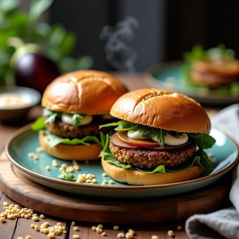 Hamburguesas de Berenjena Ahumada y Quinoa: Receta Vegana en Thermomix con Umami