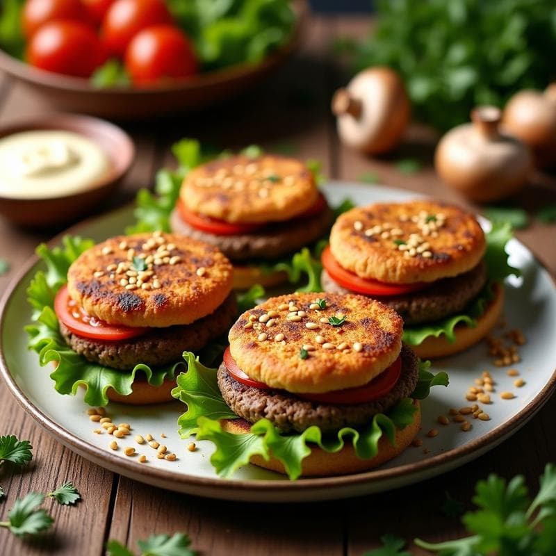 Hamburguesas de Champiñones Portobello y Lino Dorado: Receta Vegana y Alta en Omega-3