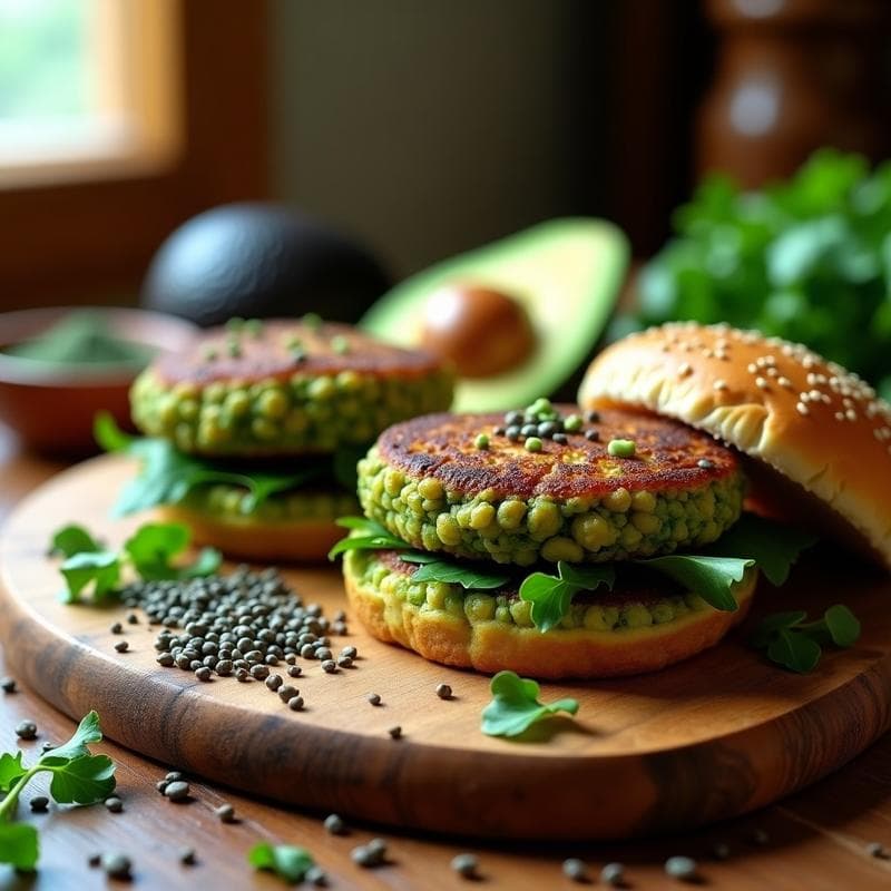Hamburguesas de Espirulina y Garbanzos: Receta Vegana Alta en Hierro en Airfryer