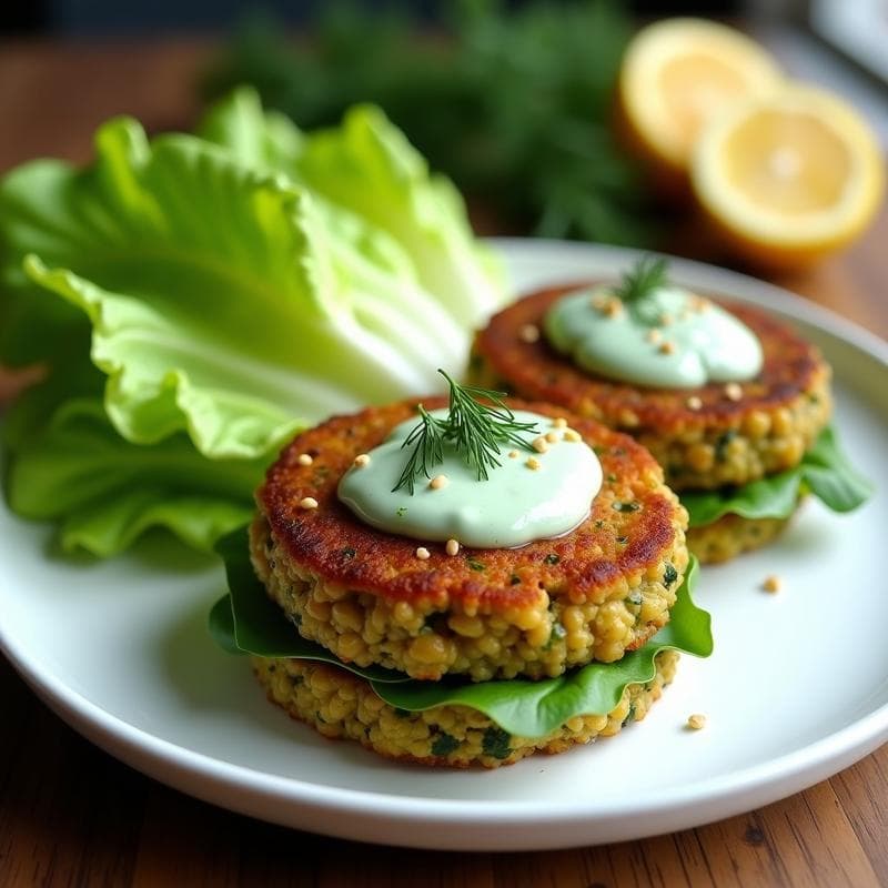 Hamburguesas de Espirulina y Garbanzos con Salsa de Yogur: Receta Vegana y Proteica