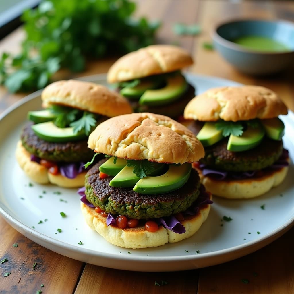 Hamburguesas de Espirulina y Lentejas Rojas con Pan de Coliflor: Receta Vegana en Airfryer
