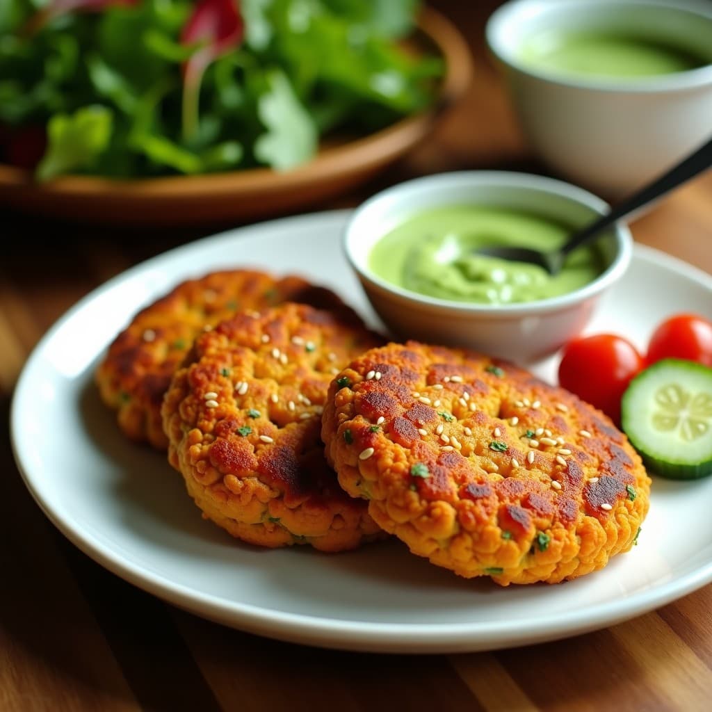 Hamburguesas de Frijol Mungo y Zanahoria: Receta Vegana en Airfryer con Salsa de Cilantro