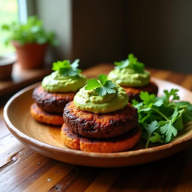 Hamburguesas de Frijoles Negros y Batata con Guacamole: Receta Vegana en Airfryer Alta en Fibra