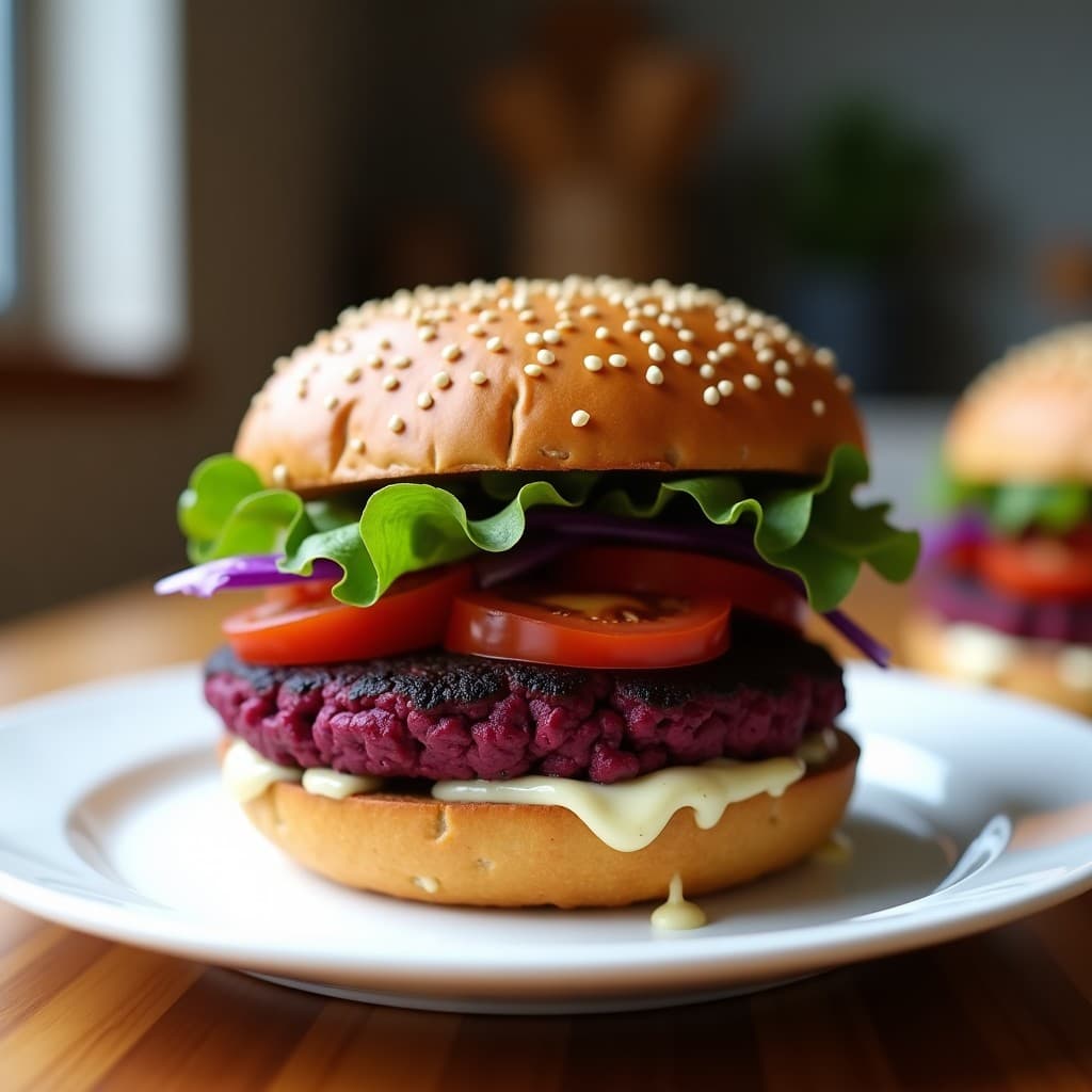 Hamburguesas de Garbanzo y Remolacha Morada: Receta en Airfryer con Pan de Semillas de Lino