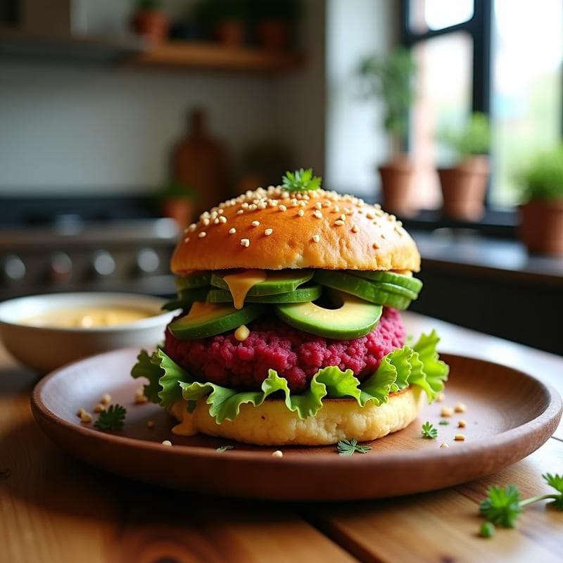 Hamburguesas de Garbanzo y Remolacha con Pan de Coliflor: Receta Vegana Sin Gluten en Airfryer