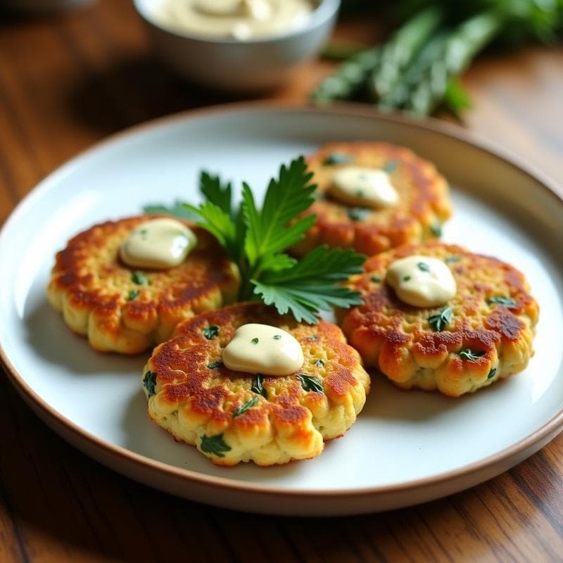Hamburguesas de Garbanzos y Espárragos con Salsa de Tahini: Receta en Airfryer Sin Harina