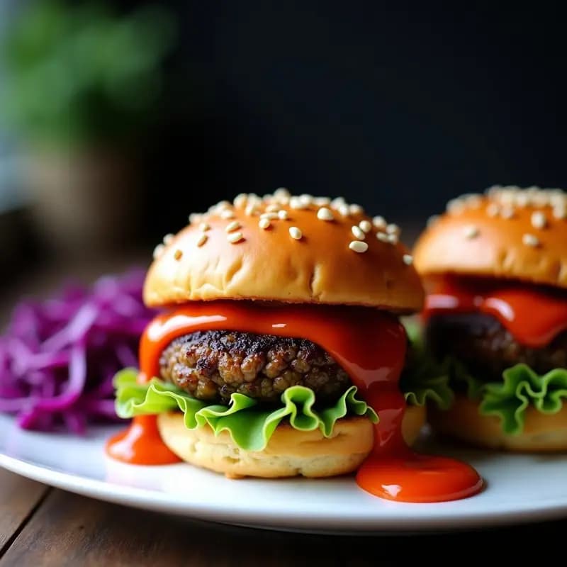 Hamburguesas de Garbanzos Negros y Algas Nori con Salsa de Kimchi Vegano: Receta en Airfryer