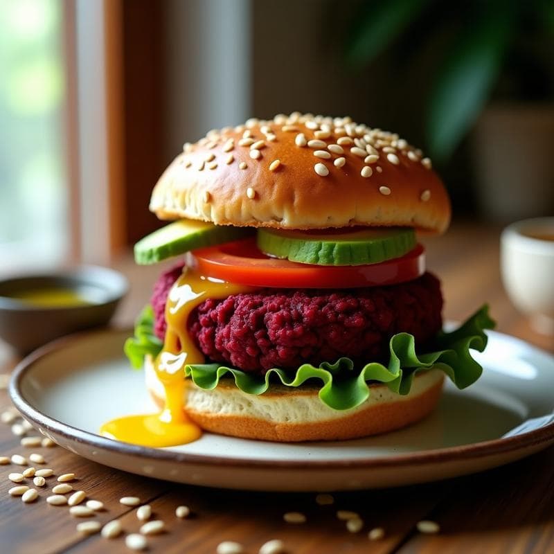 Hamburguesas de Garbanzos y Remolacha con Pan de Almendra: Receta Vegana y Alta en Proteína