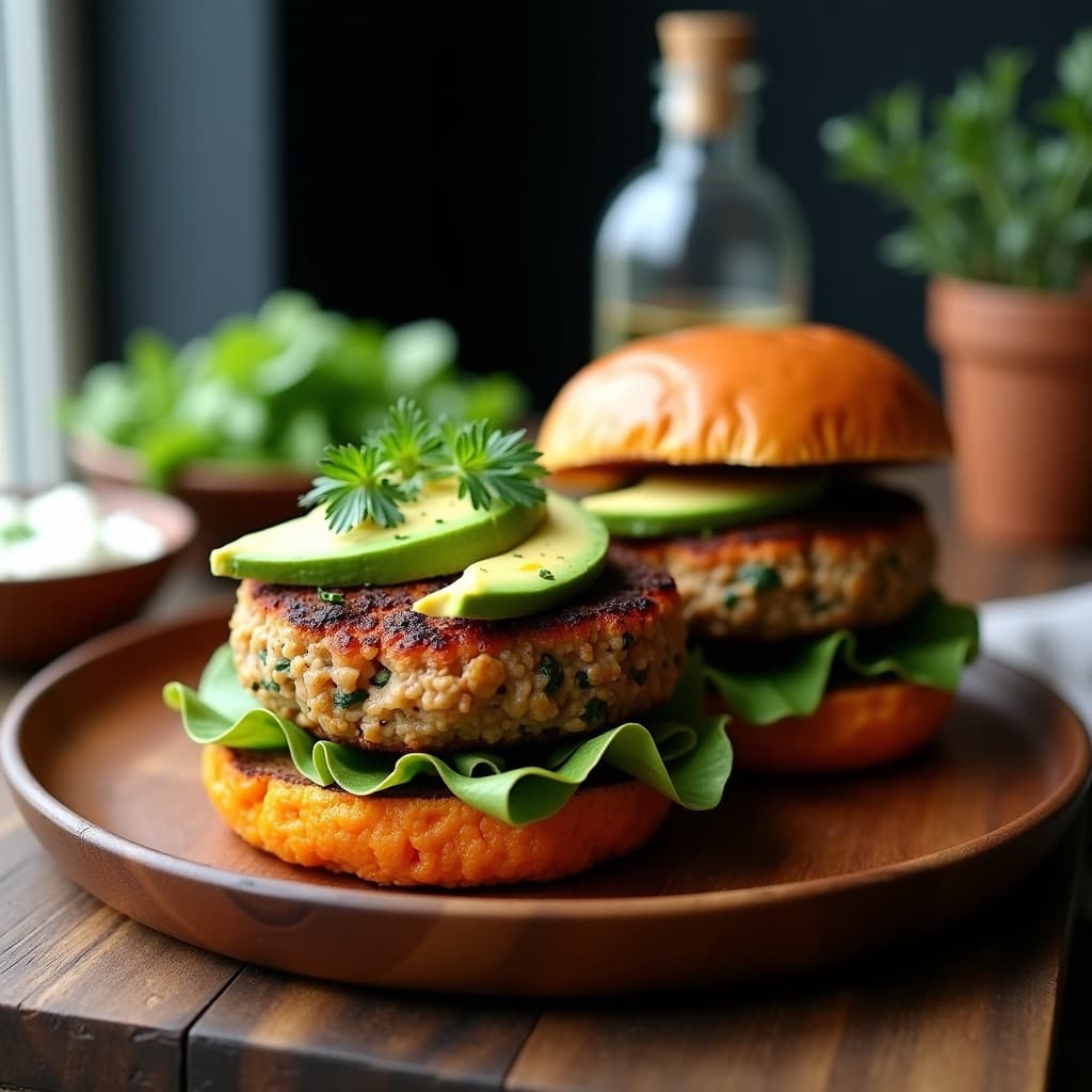 Hamburguesas de Hongos Ostra y Avena con Pan de Boniato: Receta Keto en Airfryer
