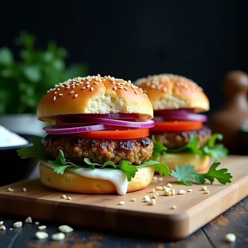 Hamburguesas de Hongos Portobello y Lentejas con Pan de Coliflor: Receta Vegana y Keto