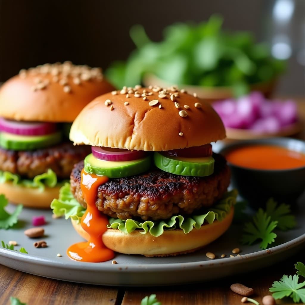 Hamburguesas de Hongos Shitake y Black Beans: Receta Vegana en Airfryer con Salsa de Chipotle
