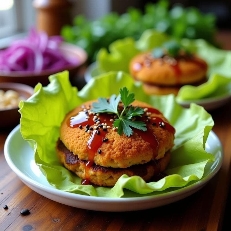 Hamburguesas de Jackfruit y Cacahuete con Salsa Teriyaki: Receta Vegana en Airfryer