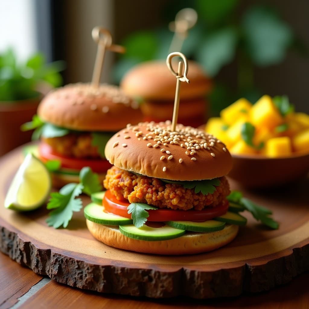Hamburguesas de Jackfruit y Lentejas Corail: Receta Vegana Afro-Caribeña al Horno